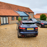 Barn entrance car parking